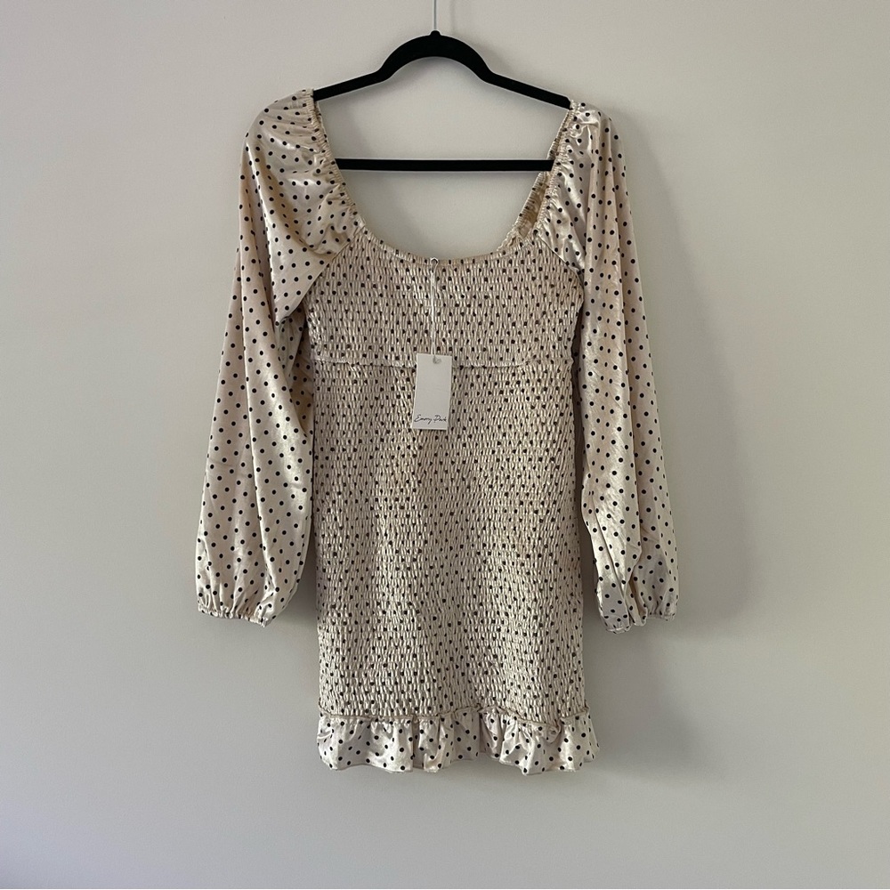 NWT velvet polka dot long sleeve dress